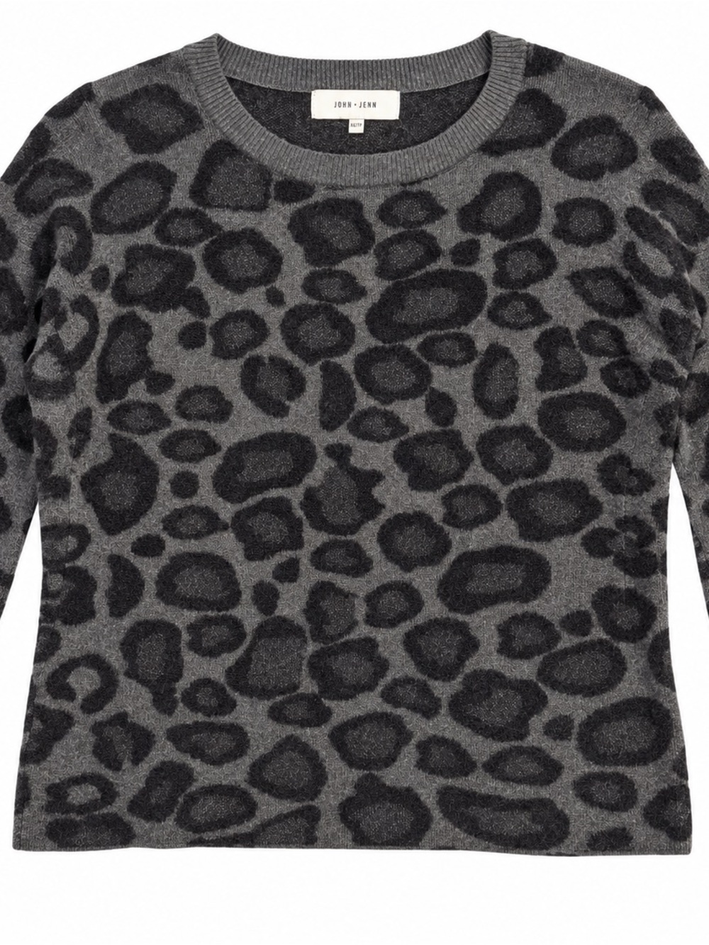 JOHN & JENN Women's Animal Print Sweater Gray/Black Size XS Quiet Luxury Knit